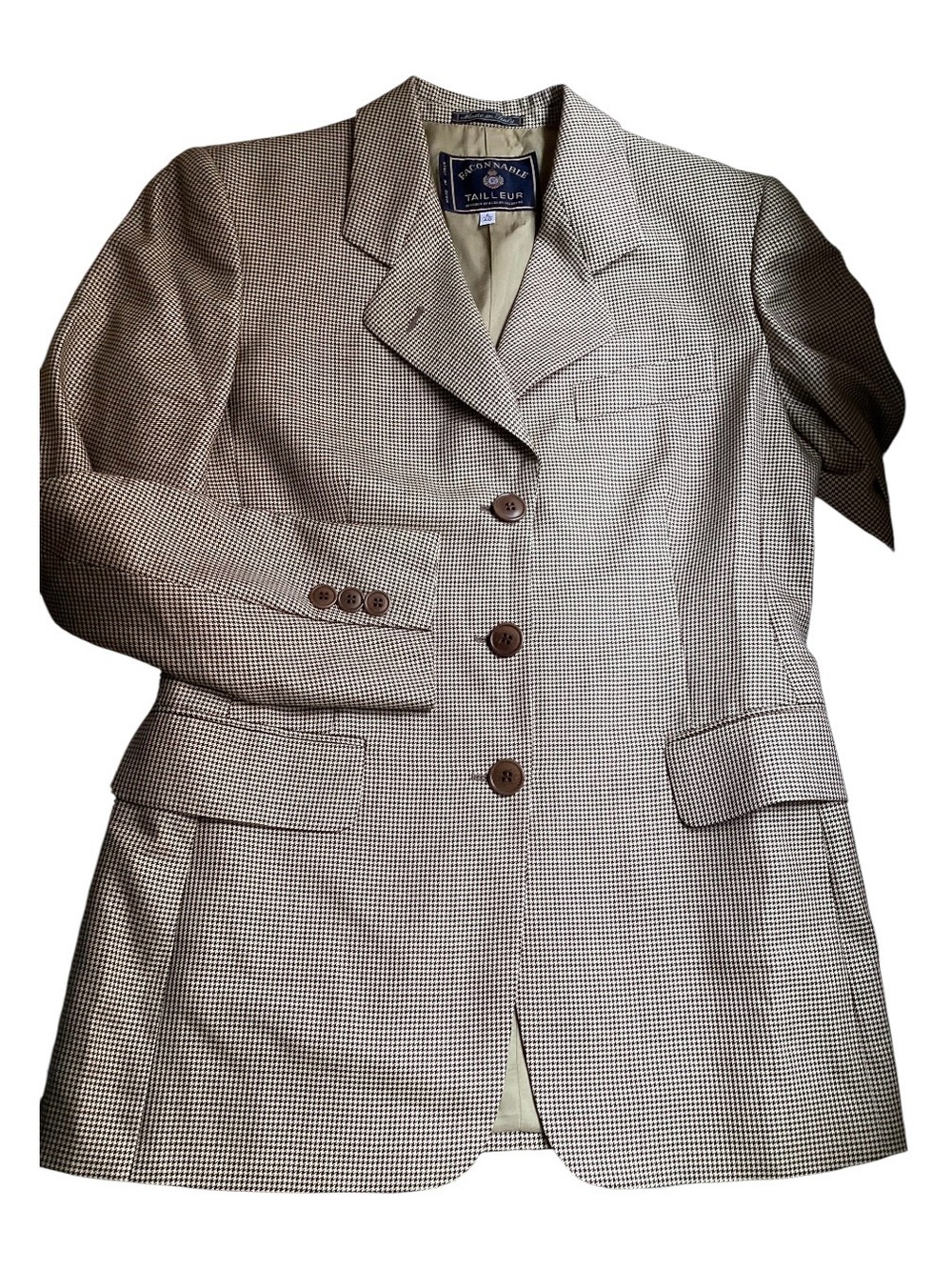 Faconnable Tailleur Gold Houndstooth Single Breasted Blazer